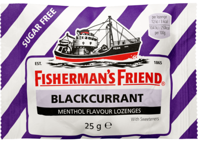 FISHERMANS FRIEND BLACKCURRANT &MENTHOL FLAVOUR SUGAR FREE LOZENGES 20`S