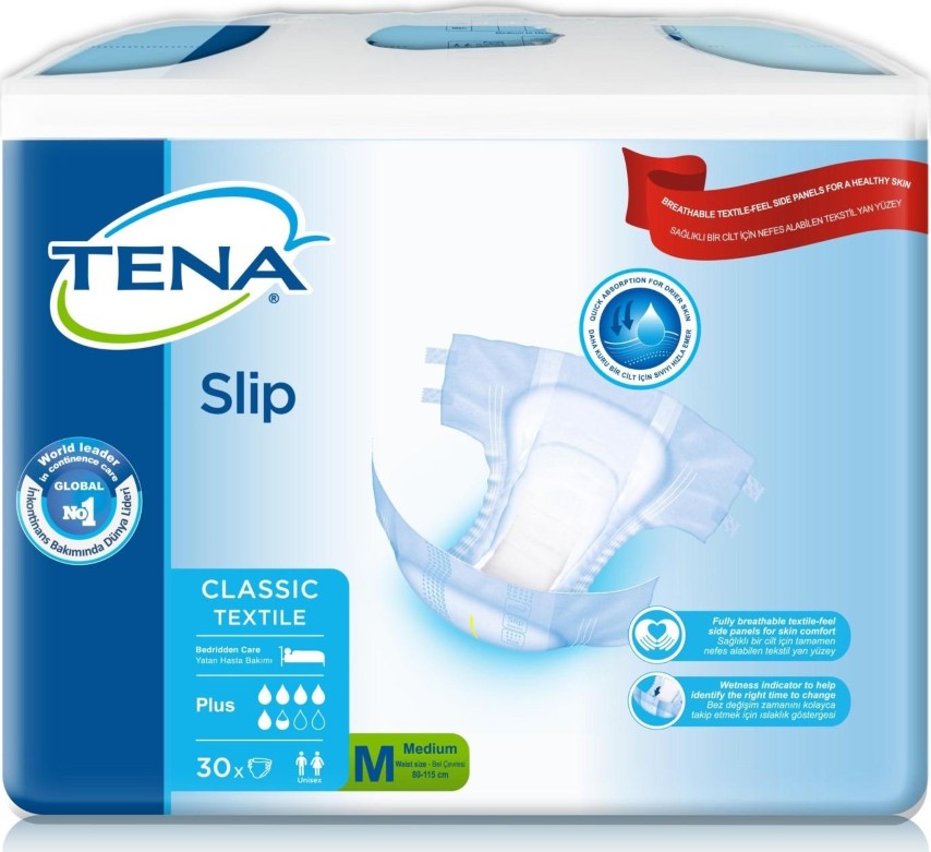 TENA SLIP PLUS DIAPERS (M) 10`S