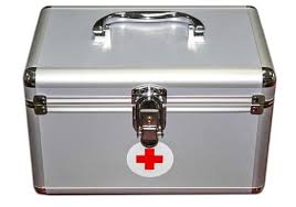 First Aid Box (Grey, Metallic, Large) Packed