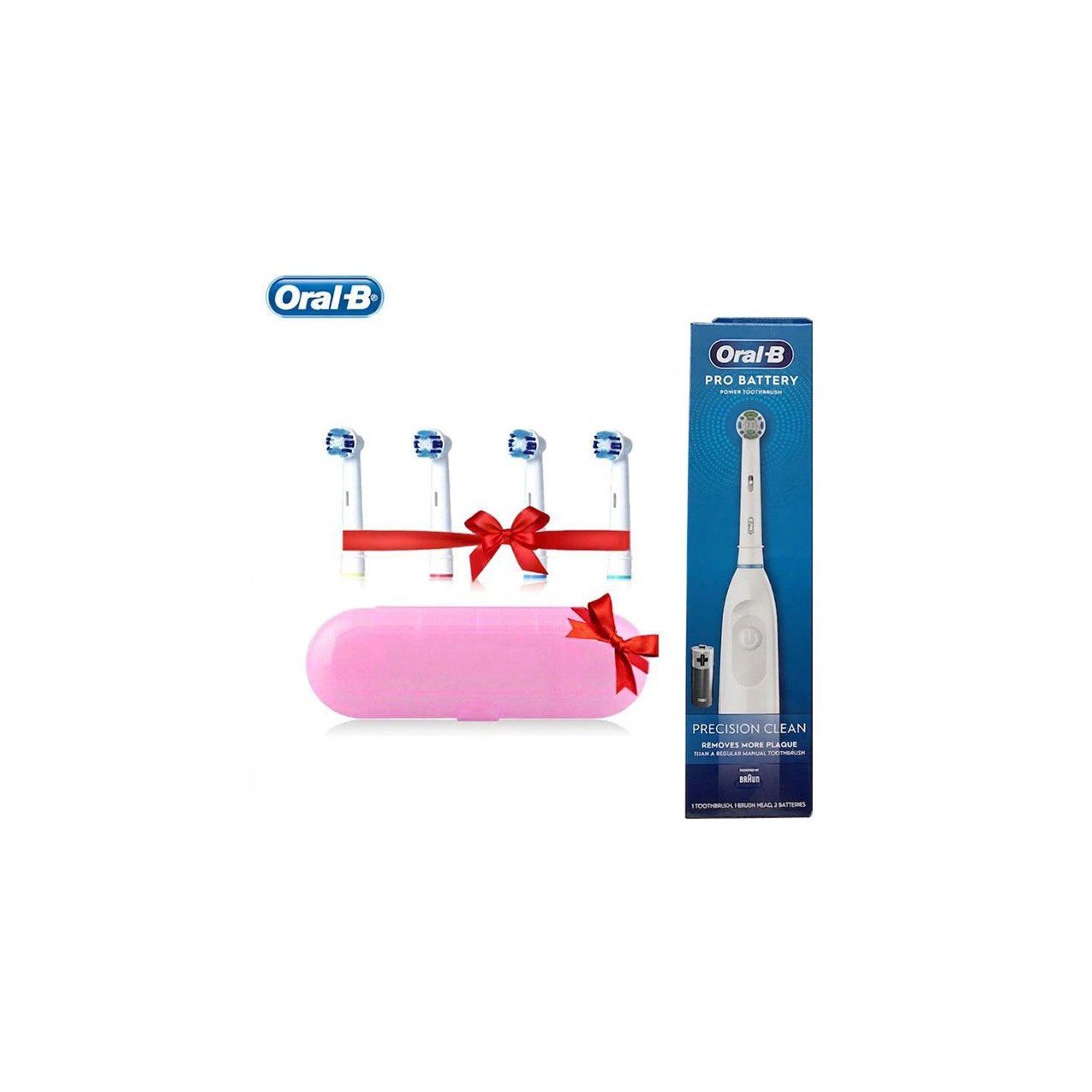 ORAL B ELECTRIC TOOTHBRUSH (BATTERY) +BRUSH HEADS +TRAVEL CASE